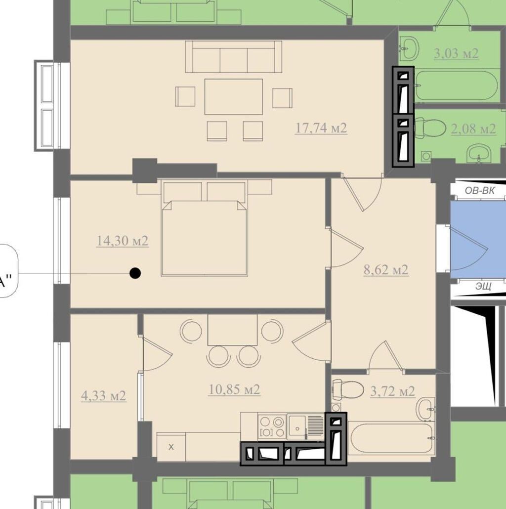 2 комнаты, 59 м², 5 этаж, Евроремонт - фото 1