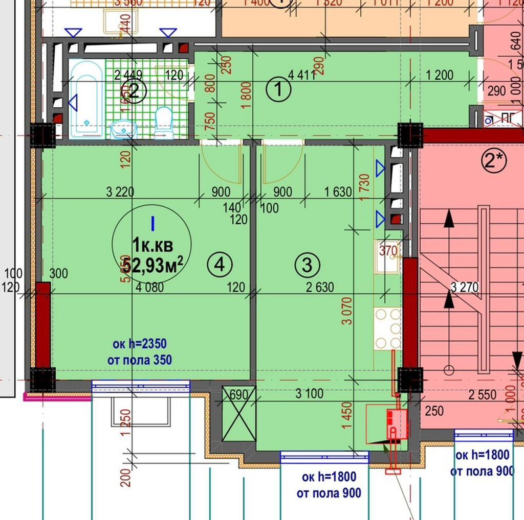 1 комната, 53 м², Элитка, 3 этаж, Готовая ПСО (под самоотделку) - фото 1