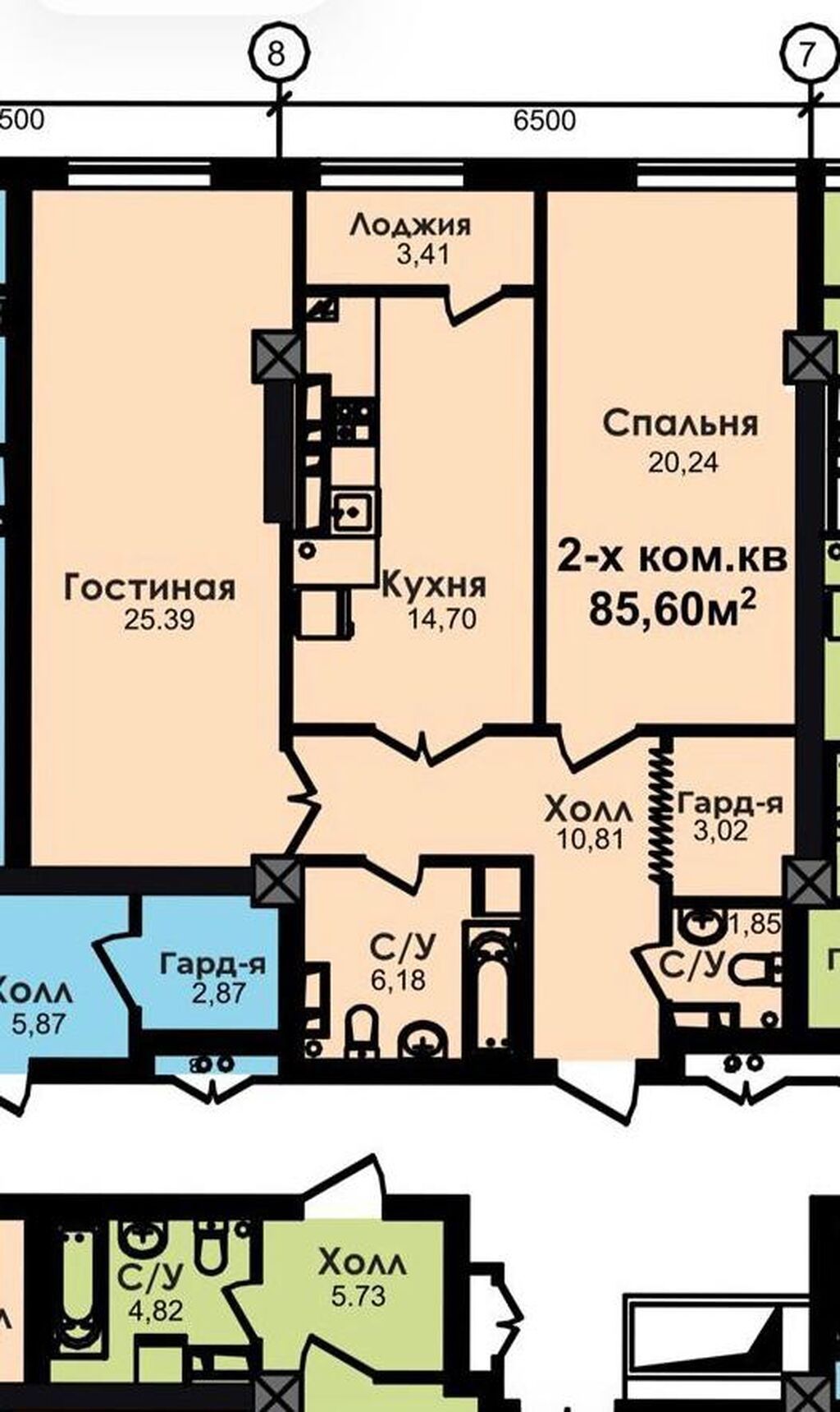 2 комнаты, 85 м², Элитка, 16 этаж, Готовая ПСО (под самоотделку) - фото 1